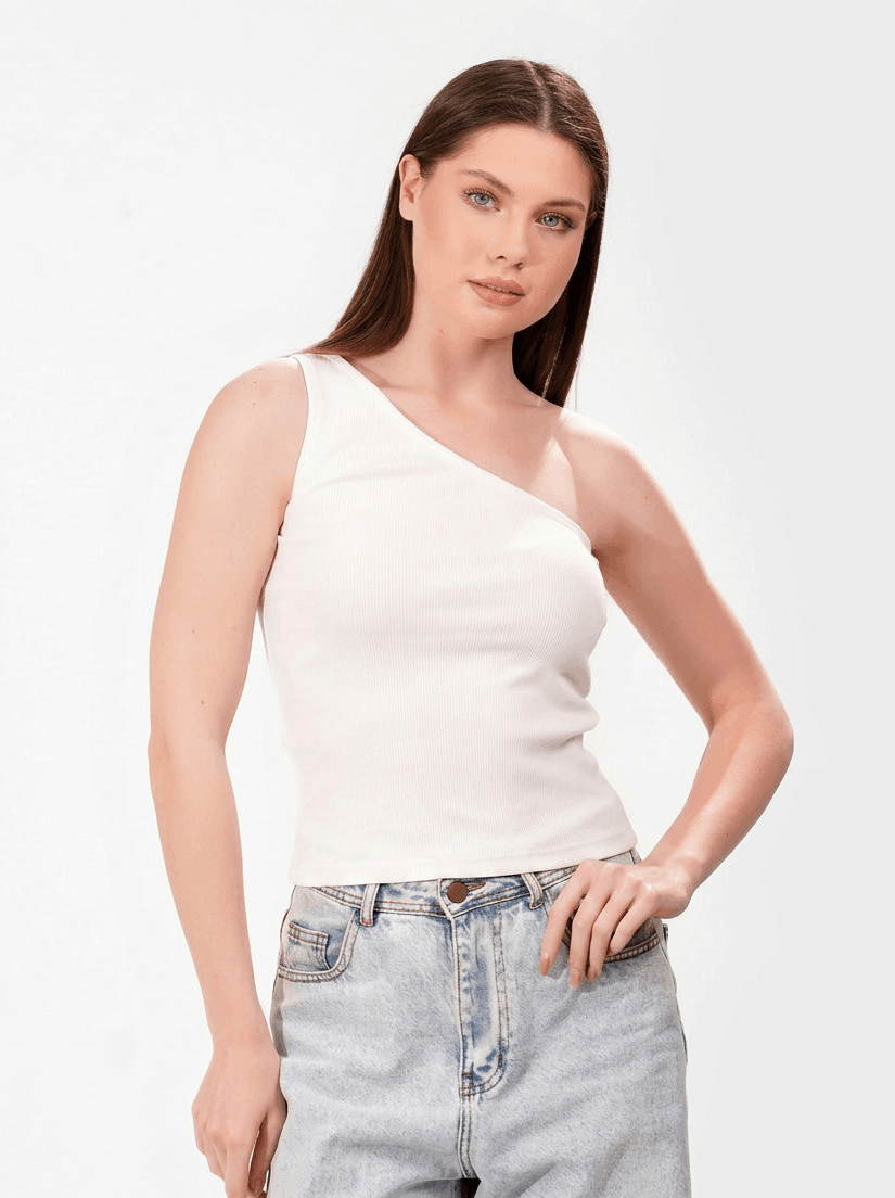Ribbed One shoulder top