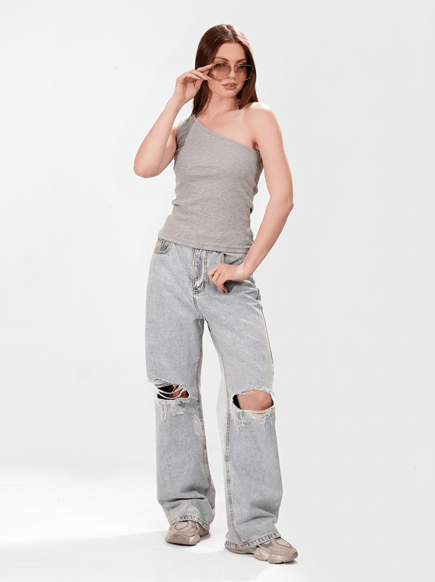 Ribbed One shoulder top