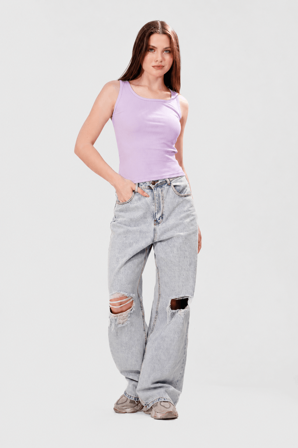 Ribbed Round tank top