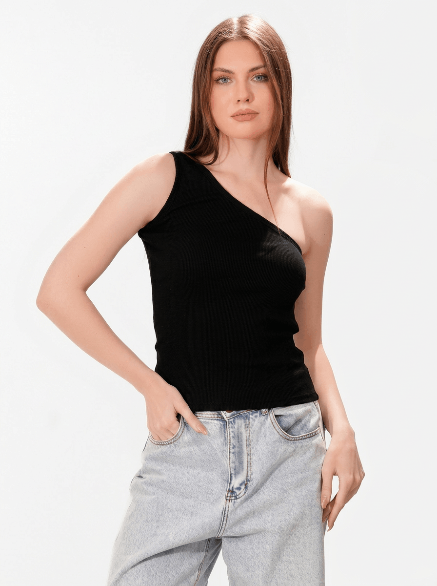 Ribbed One shoulder top