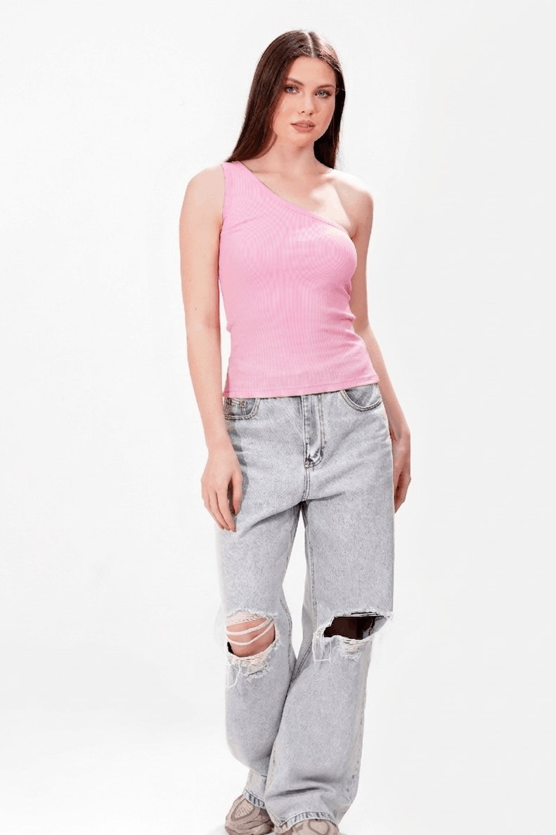 Ribbed One shoulder top