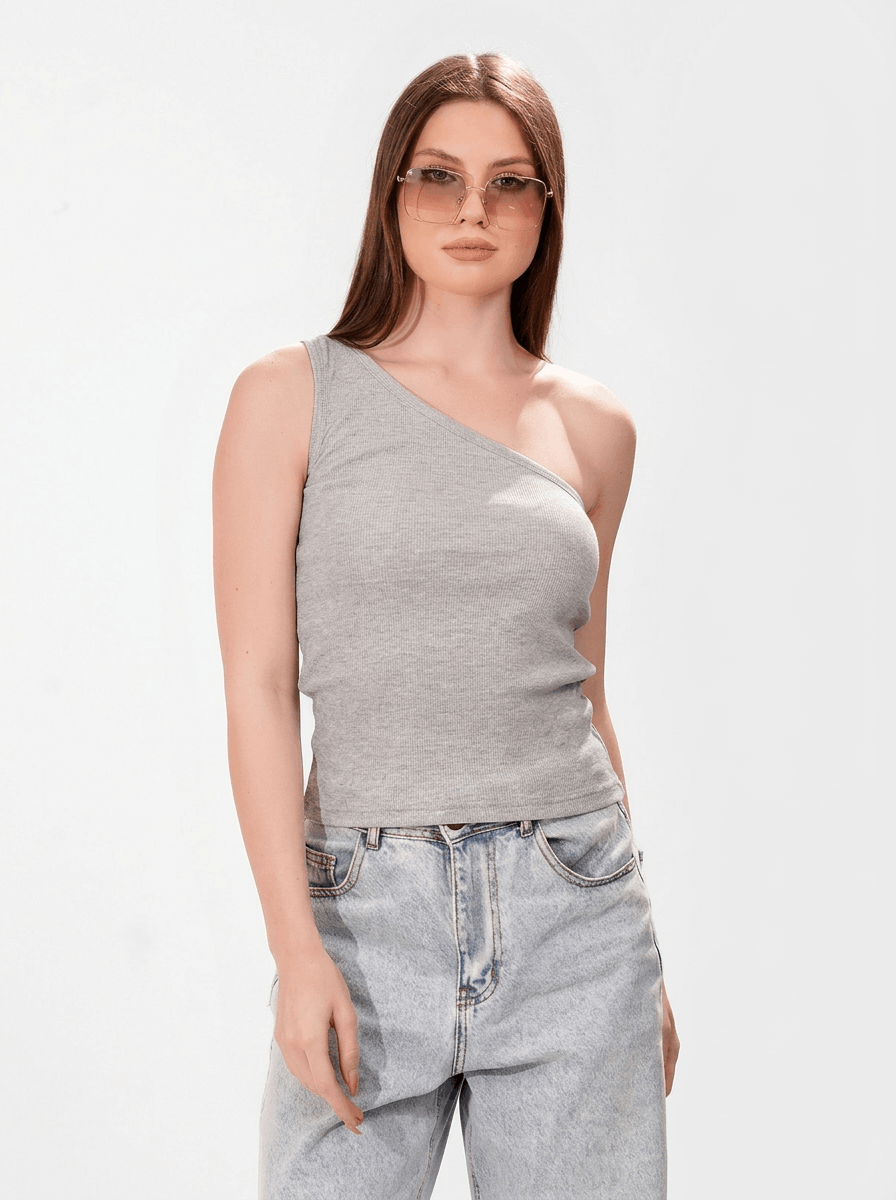 Ribbed One shoulder top