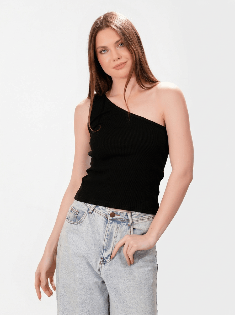 Ribbed One shoulder top