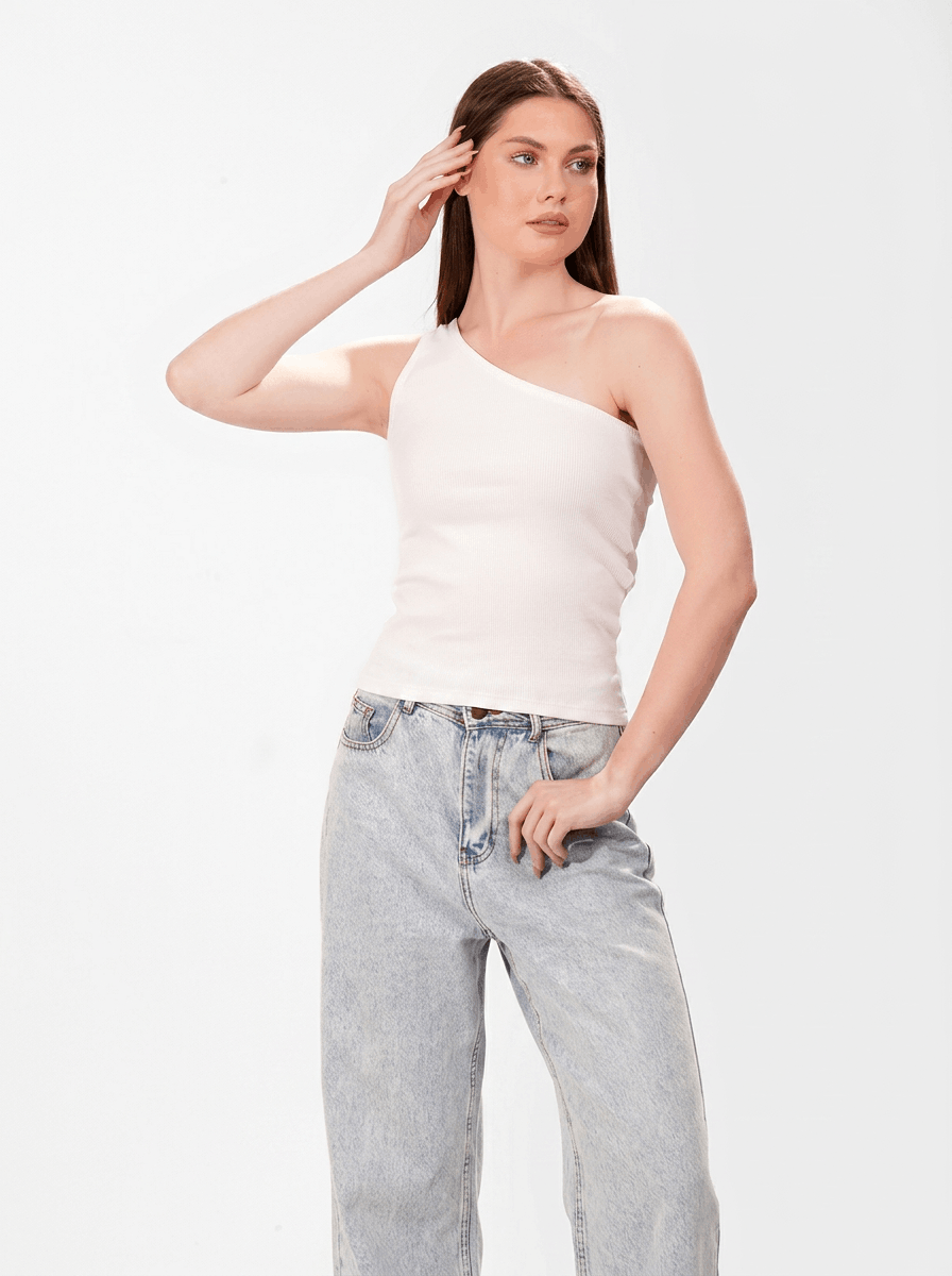 Ribbed One shoulder top