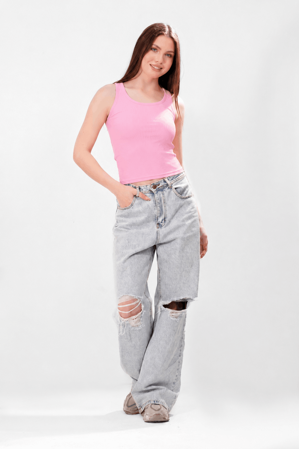 Ribbed Round tank top