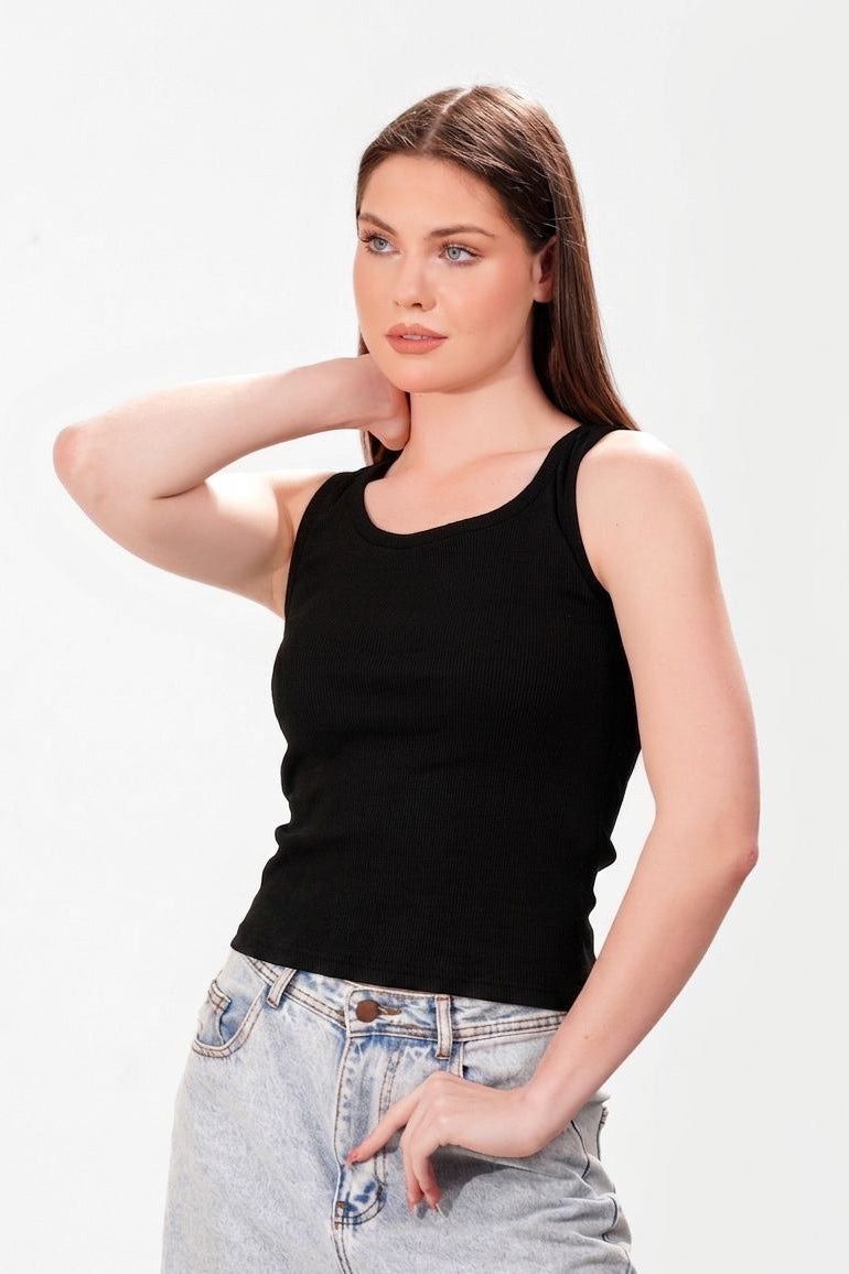 Ribbed Round tank top