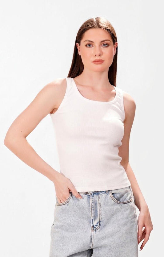 Ribbed Round tank top