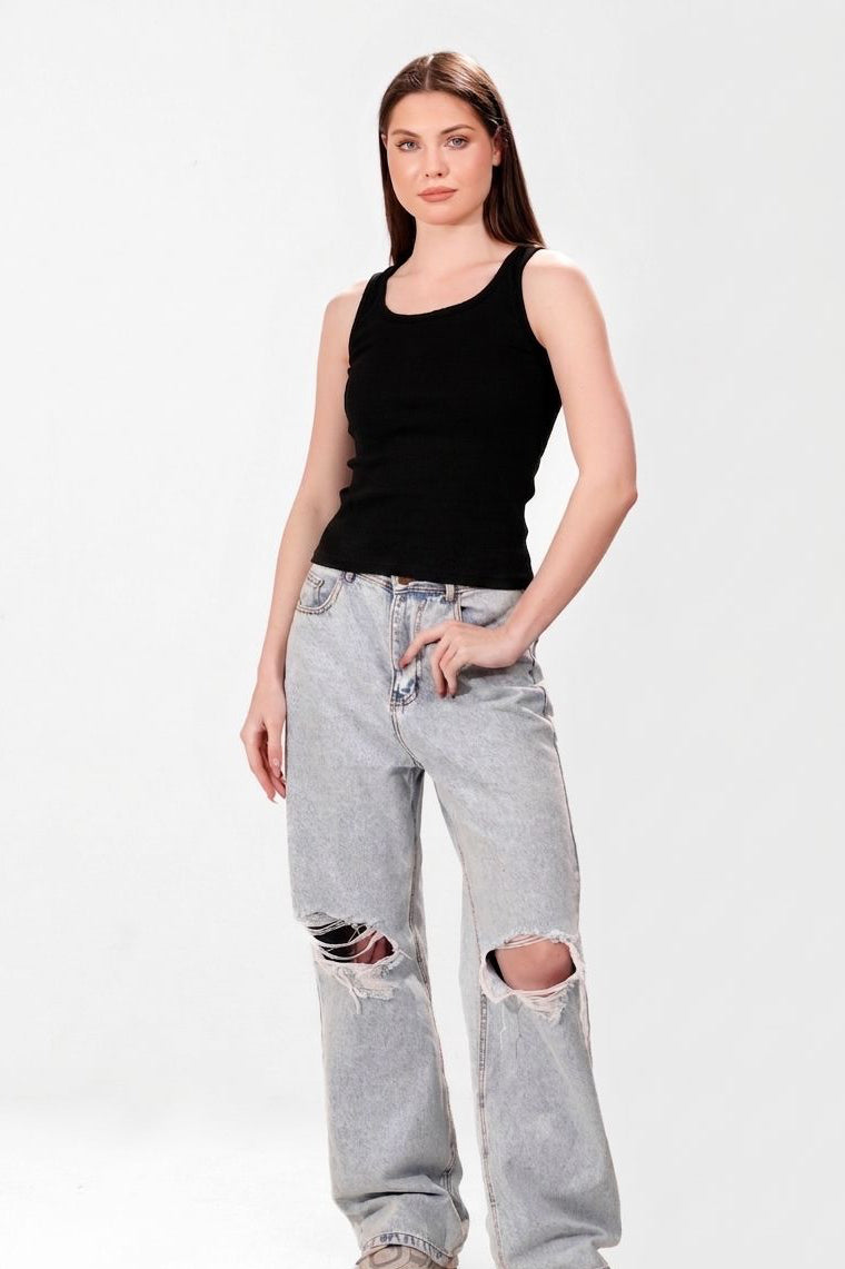 Ribbed Round tank top